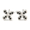 Rack Plating Brass Micro Pave Clear Cubic Zirconia Stud Earrings, with Ear Nuts, Long-Lasting Plated, Flower, Black, 7.5x8.5mm