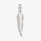 Tarnish Resistant 304 Stainless Steel Pendants, Feather, Stainless Steel Color, 28.5x6x2mm, Hole: 1.5mm