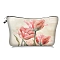 Flower Print Polyester Cosmetic Zipper Pouches, Waterproof Clutch Bag, Toilet Bag for Women, Hot Pink, 21x18x13.5cm