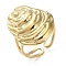 Ion Plating(IP) 304 Stainless Steel Finger Rings, Real 18K Gold Plated, Oval, Inner Diameter: 16.8mm