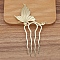 Alloy Hair Comb Findings, Cabochon Settings, Butterfly, Light Gold, 103x62mm