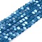 Transparent Glass Beads Strands, Faceted, Frosted, Half AB Color Plated, Rondelle, Steel Blue, 2.9~3.3x2mm, Hole: 0.7mm, about 148~150pcs/strand, 39.5~40cm