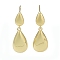 Rack Plating Brass Stud Earrings, Long-Lasting Plated, Lead Free & Cadmium Free, Teardrop, Real 18K Gold Plated, 32x10.5mm