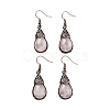 Natural Rose Quartz Teardrop Dangle Earrings EJEW-B055-01R-20-1