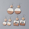 Resin & Wood Dangle Earrings EJEW-JE03025-1