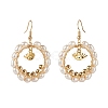 Pearl Beads Brass Dangle Earrings EJEW-JE04568-01-2