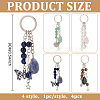 Gemstone with ABS Plastic Imitation Pearl Beaded Keychain with Star/Heart/Sun/Butterfly Alloy Pendants KEYC-PH01516-01-2