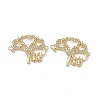Brass Micro Pave Clear Cubic Zirconia Connector Charms KK-E068-VB055-2