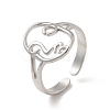 304 Stainless Steel Abstract Face Open Cuff Ring for Women RJEW-E066-06P-1