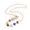 Natural Mixed Gemstone Beaded Pendant Necklace with Glass Lotus NJEW-JN03888-1