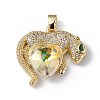 Real 18K Gold Plated Rack Plating Brass Micro Pave Clear Cubic Zirconia Pendants KK-C015-13G-13-1