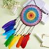Indian Style Woven Net/Web with Feather Pendant Decoration HJEW-SZ0001-30-3