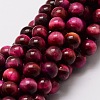 Natural Tiger Eye(Dyed & Heated) Round Beads Strands G-E329-8mm-40D-1