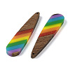 Pride Rainbow Theme Resin & Walnut Wood Pendants WOOD-K012-05B-2