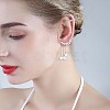 Clear Cubic Zirconia Leafy Branch with Imitation Pearl Dangle Stud Earrings JE1051A-6