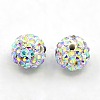 10MM Crystal AB Polymer Clay Grade A Rhinestone Bling Pave Disco Ball Beads X-RB-H258-10MM-101-1