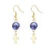 Resin Round Bead with Cross Dangle Earrings EJEW-JE05056-4