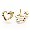 Brass Micro Pave Colorful Cubic Zirconia Stud Earrings EJEW-S208-017-1