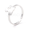 Non-Tarnish Kittens and Puppies 304 Stainless Steel Cuff Ring for Women RJEW-B035-09P-1