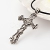 Crucifix Cross Tibetan Style Alloy Pendant Necklaces NJEW-F197-23-2