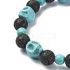 Dyed Natural & Synthetic Mixed Gemstone Skull & Cross Beaded Stretch Bracelets BJEW-TA00272-02-4
