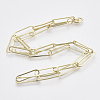 Brass Flat Oval Paperclip Chain Necklace Making MAK-S072-08A-LG-2