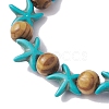 Beach Starfish Dye Synthetic Turquoise Beaded Stretch Barcelets BJEW-JB10293-01-3