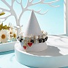 2Pcs 2 Colors Natural Lava Rock Stretch Bracelets Set with Rhinestone Beads BJEW-JB07723-3