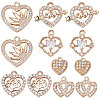 SUNNYCLUE 12Pcs 6 Style Valentine's Day Brass Micro Pave Cubic Zirconia Pendants KK-SC0003-16-1