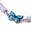 4Pcs 4 Styles Adjustable Printed Alloy Butterfly Link Bracelet Sets BJEW-JB10897-4