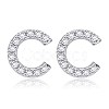 Brass Cubic Zirconia Stud Earrings EJEW-BB35118-C-1