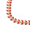 Enamel Ear of Wheat Link Chain Necklace NJEW-P220-02G-04-2