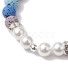 8mm Round 7-Color Natural Lava Rock & Shell Pearl Beaded Stretch Bracelets for Women Men BJEW-JB10330-01-3