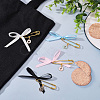 4Pcs 4 Color Satin Ribbon Bowknot & Alloy Enamel Cross Charms Safety Pin Brooches JEWB-AB00014-4