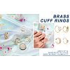 Cheriswelry 4Pcs 4 Style Snake & Smiling Face & Star Brass Cuff Rings for Her RJEW-CW0001-01-16