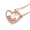 Enamel Heart with Rabbit Pendant Necklace NJEW-G079-01RG-2