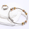 Stainless Steel Twisted Cuff Bangle & Finger Ring Sets GX8915-2-3