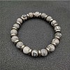 Round Natural Map Stone Beaded Stretch Bracelets for Women Men MY8494-5-1