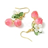 Handmade Flower Epoxy Resin & ABS Plastic Imitation Pearl Dangle Earrings EJEW-TA00470-4