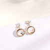Natural Shell Moon & Star Asymmetrical Earrings with Clear Cubic Zirconia MOST-PW0001-061G-2