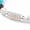 Natural Howlite & Tiger Eye & Synthetic Turquoise Stretch Bracelet with Alloy Column BJEW-TA00104-2