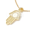 Clear Cubic Zirconia Hamsa Hand with Evil Eye Pendant Necklace X-NJEW-O125-61G-2