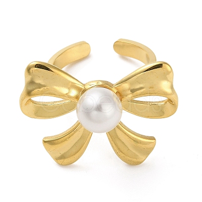 Stainless Steel Shell Pearl Rings RJEW-R144-01G-1