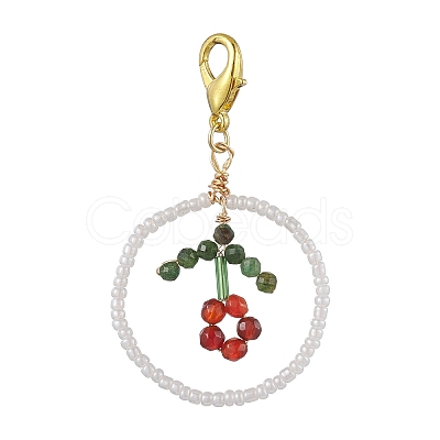 Ring Handmade Glass Seed Beads Pendant Decorations HJEW-MZ00067-1