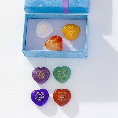 7Pcs Natural Gemstone Healing Ornament PW-WG63672-01-1