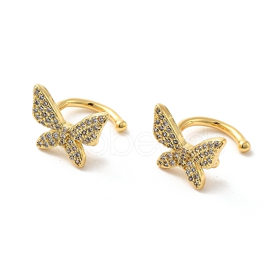 Brass Micro Pave Cubic Zirconia Cuff Earrings EJEW-P254-04G-1