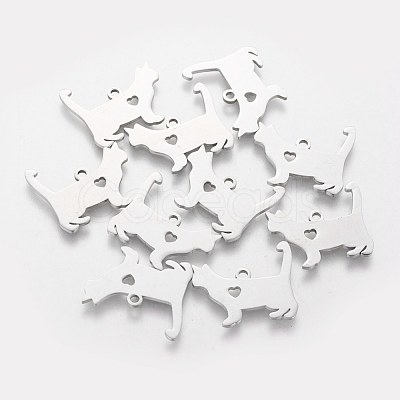 Non-Tarnish 201 Stainless Steel Puppy Pendants STAS-Q201-T437-1