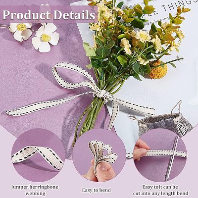 Dot Stripe Cotton Ribbons SRIB-WH0011-050-1