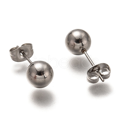 Non-Tarnish 304 Stainless Steel Ball Stud Earrings STAS-H136-07E-P-1