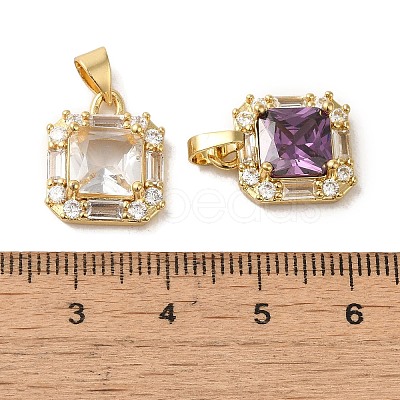 Brass Micro Pave Cubic Zirconia Pendants KK-R162-068G-1